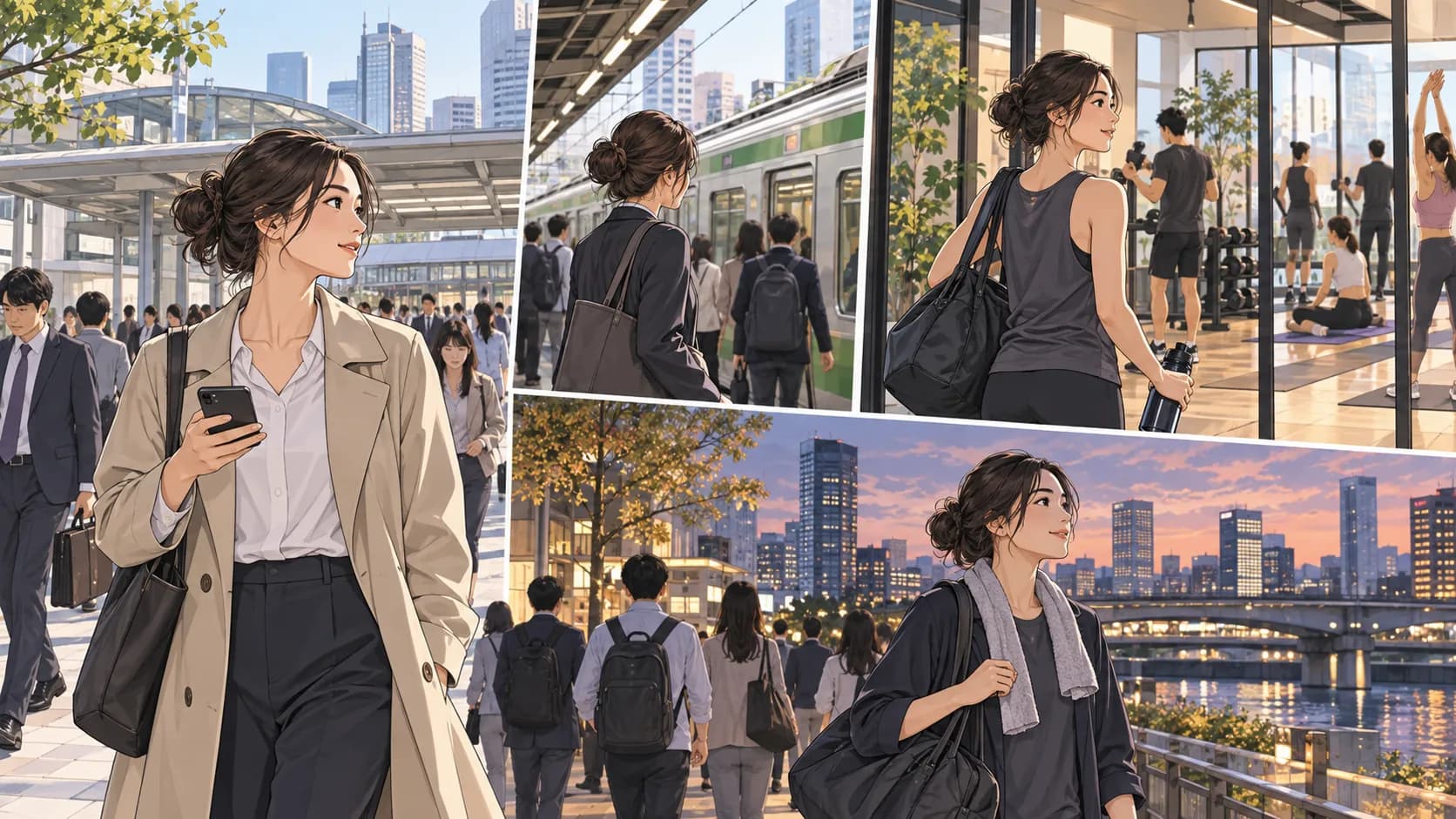 A Tokyo commuter looking for a gym near the station on their regular route